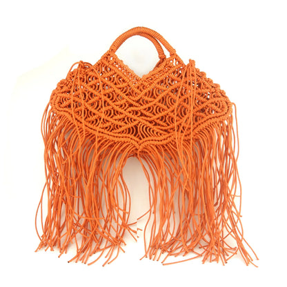 Bohemian Tassel Fishnet Tote Bag Designer Hollow Rope Woven Women Handbags Summer Beach Straw Bags