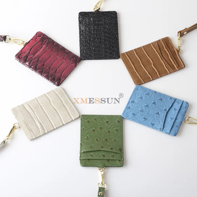 Embossed Leather Lanyard Card Holder – ID Badge Wallet