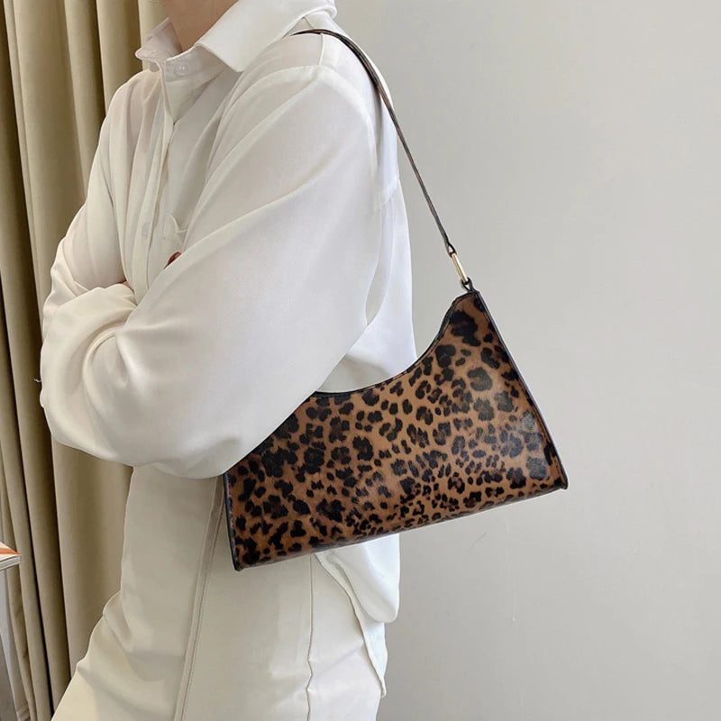 Leopard Print PU Leather Shoulder Bag for Women