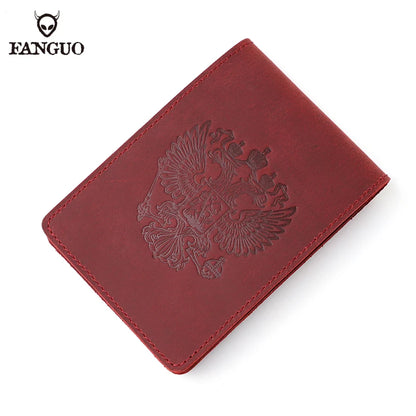 Genuine Leather Driver License & Document Holder – Russian Eagle Emboss