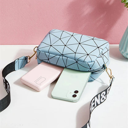 Geometric Crossbody Bag – Women's PU Leather Small Shoulder Purse