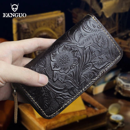 Crocodile Pattern Leather Key Wallet – Men's Zipper Key Holder