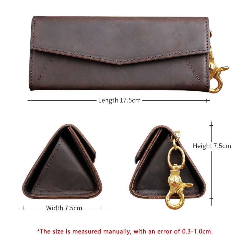 Genuine Leather Sunglasses Case – Retro Folding Eyewear Box with Magnet