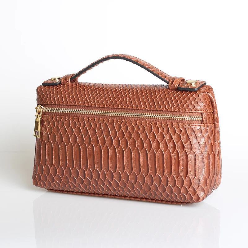 Exotic Embossed Leather Makeup Clutch Bag – Luxury Women's Handbag