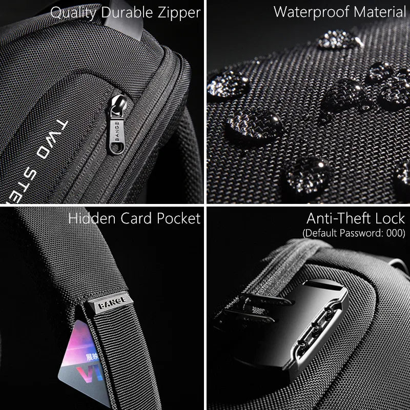 Bange Anti-Theft Chest Bag – Men's Waterproof Crossbody Sling with USB Charging