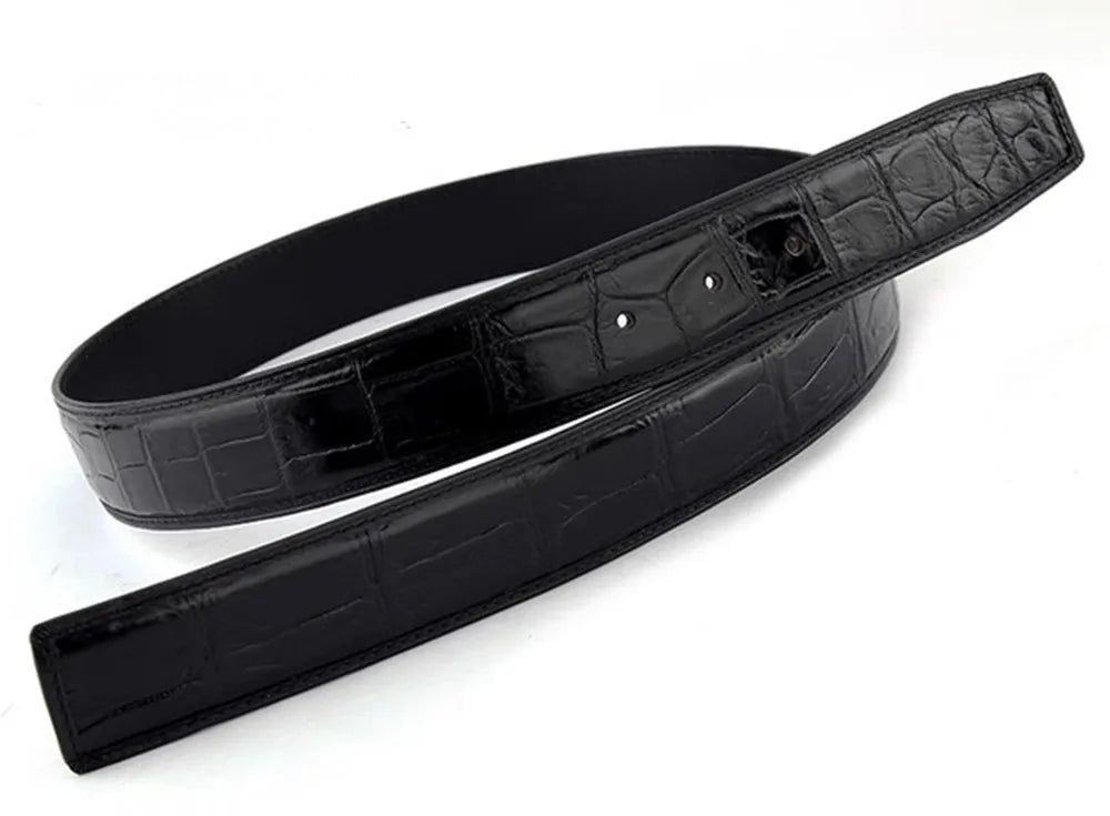 Crocodile Leather Men's Belt – Exotic Style, No Buckle