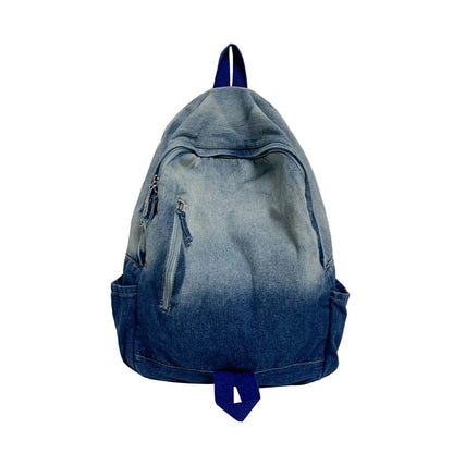 Washed Denim Backpack – Large Capacity School Bag