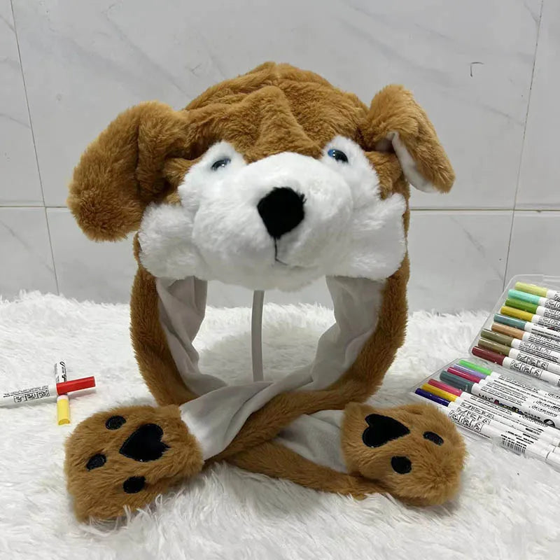 Cute Animal Ear Moving Plush Hat – Kids Cartoon Headband