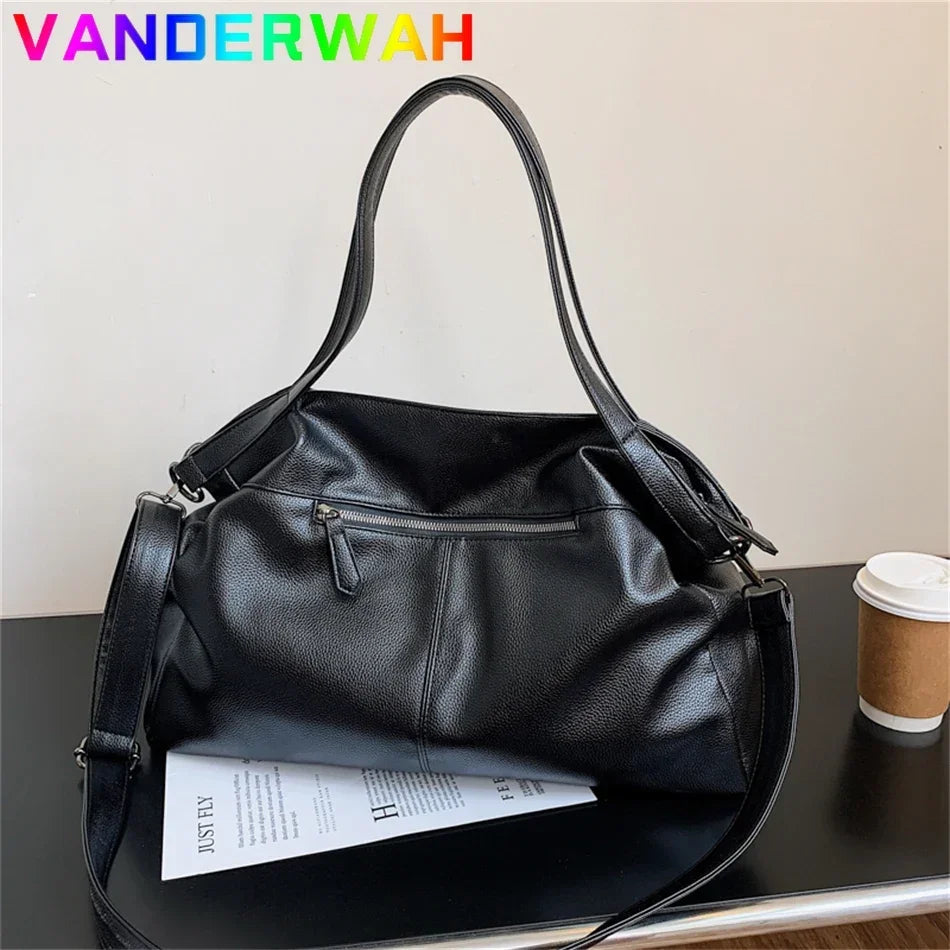 Large Soft Leather Hobo Shoulder Bag for Women