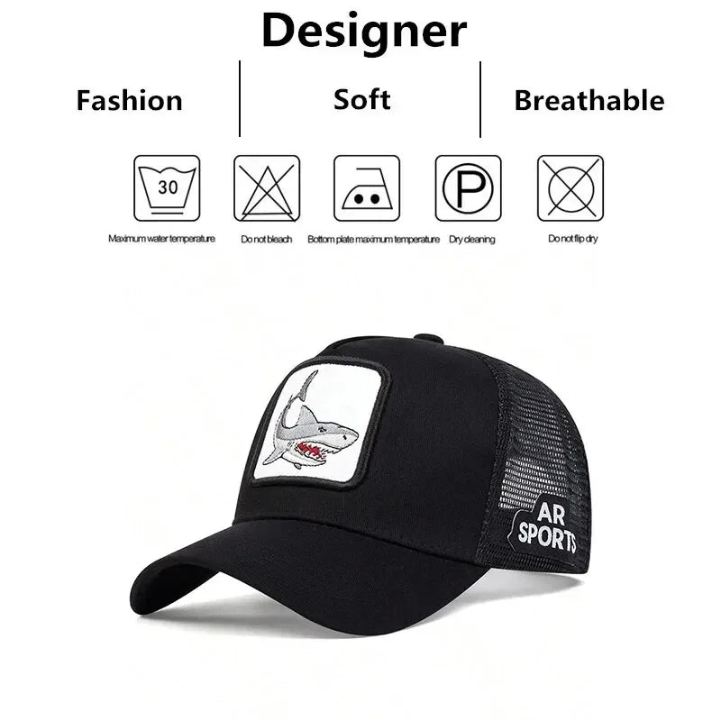 Animal Embroidery Trucker Cap – Mesh Baseball Hat for Men & Women