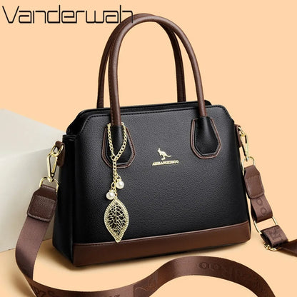 Luxury Leather Tote Bag for Women | 3-Layer Handbag