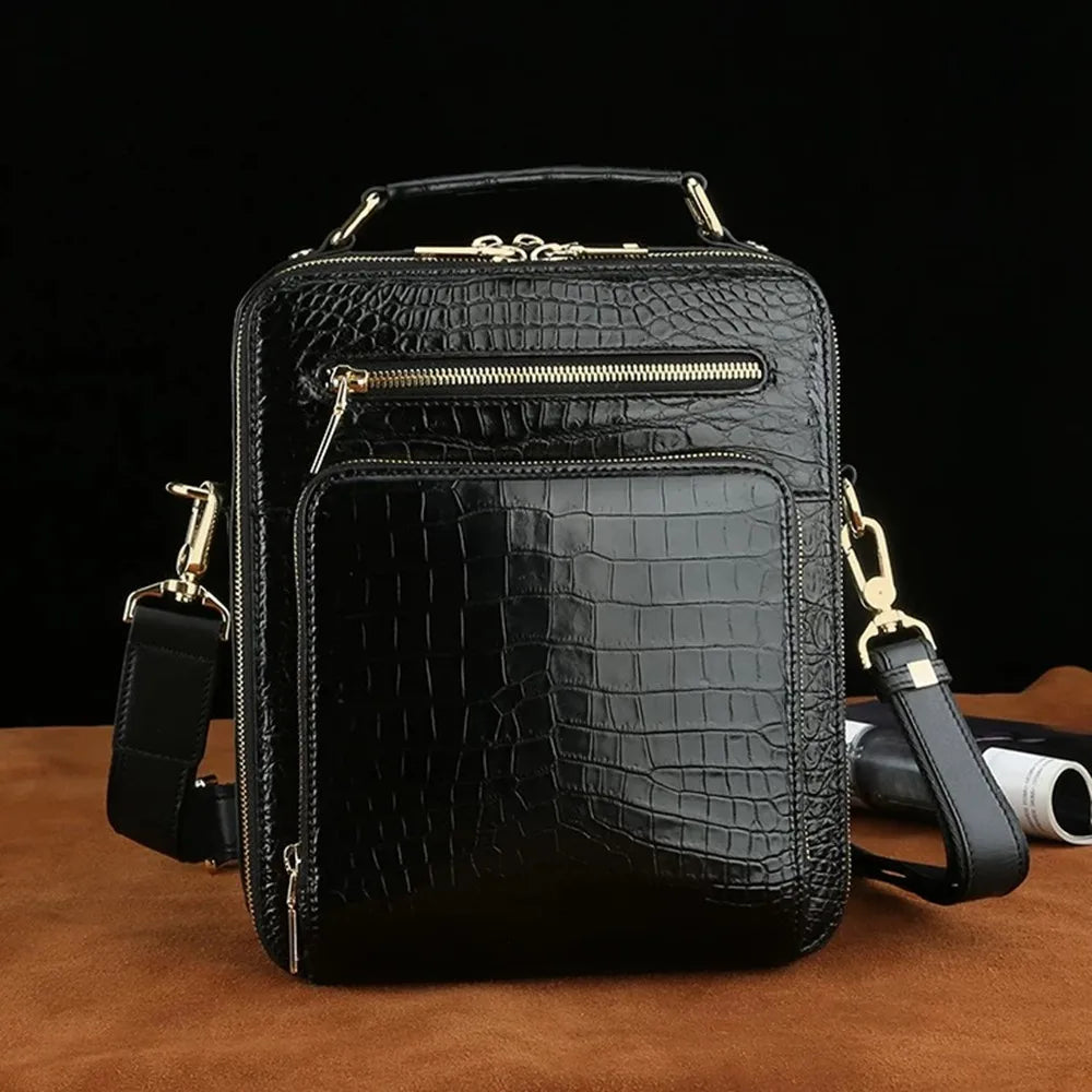 Crocodile Leather Men's Business Bag – Large Capacity Shoulder & Handbag