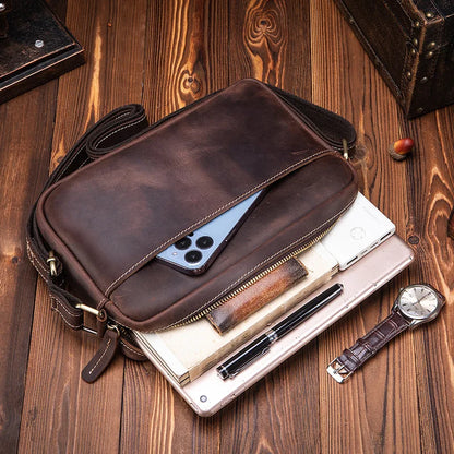 Men's Vintage Genuine Leather Crossbody Shoulder Bag