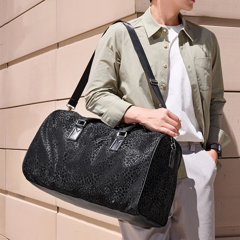 Leopard Pattern Men's Travel Duffle Bag | Overnight Weekender