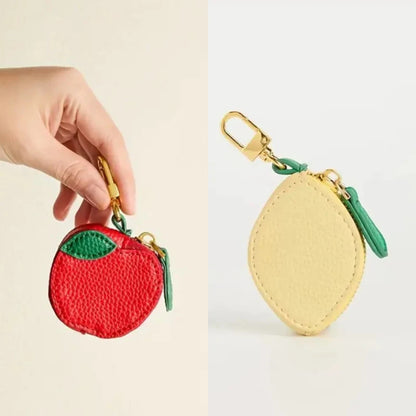 Fruit Coin Purse Keychain – Cute Mini Leather Zipper Pouch