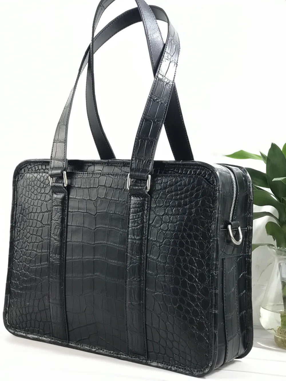 Crocodile Leather Laptop Briefcase – Luxury Men's Bag
