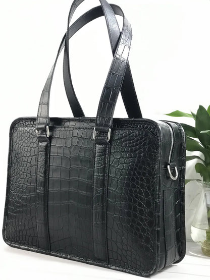Crocodile Leather Laptop Briefcase – Luxury Men's Bag