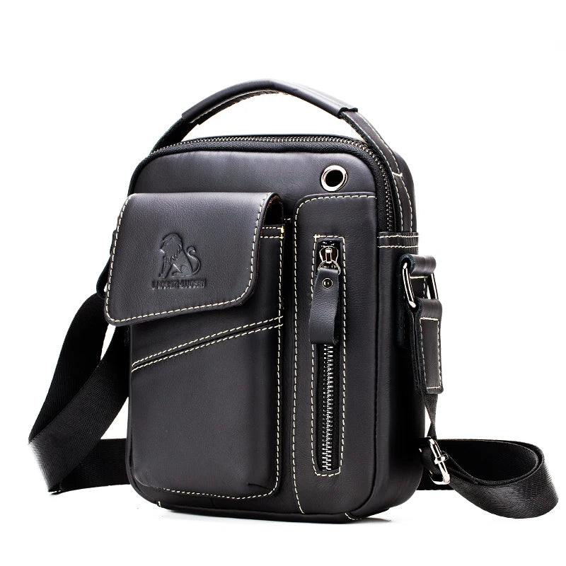 Men's Leather Crossbody Bag – Large Capacity Cowhide Shoulder Bag