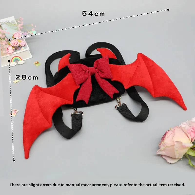 Kawaii Devil Wings Plush Backpack Y2K Lolita Cosplay Bag