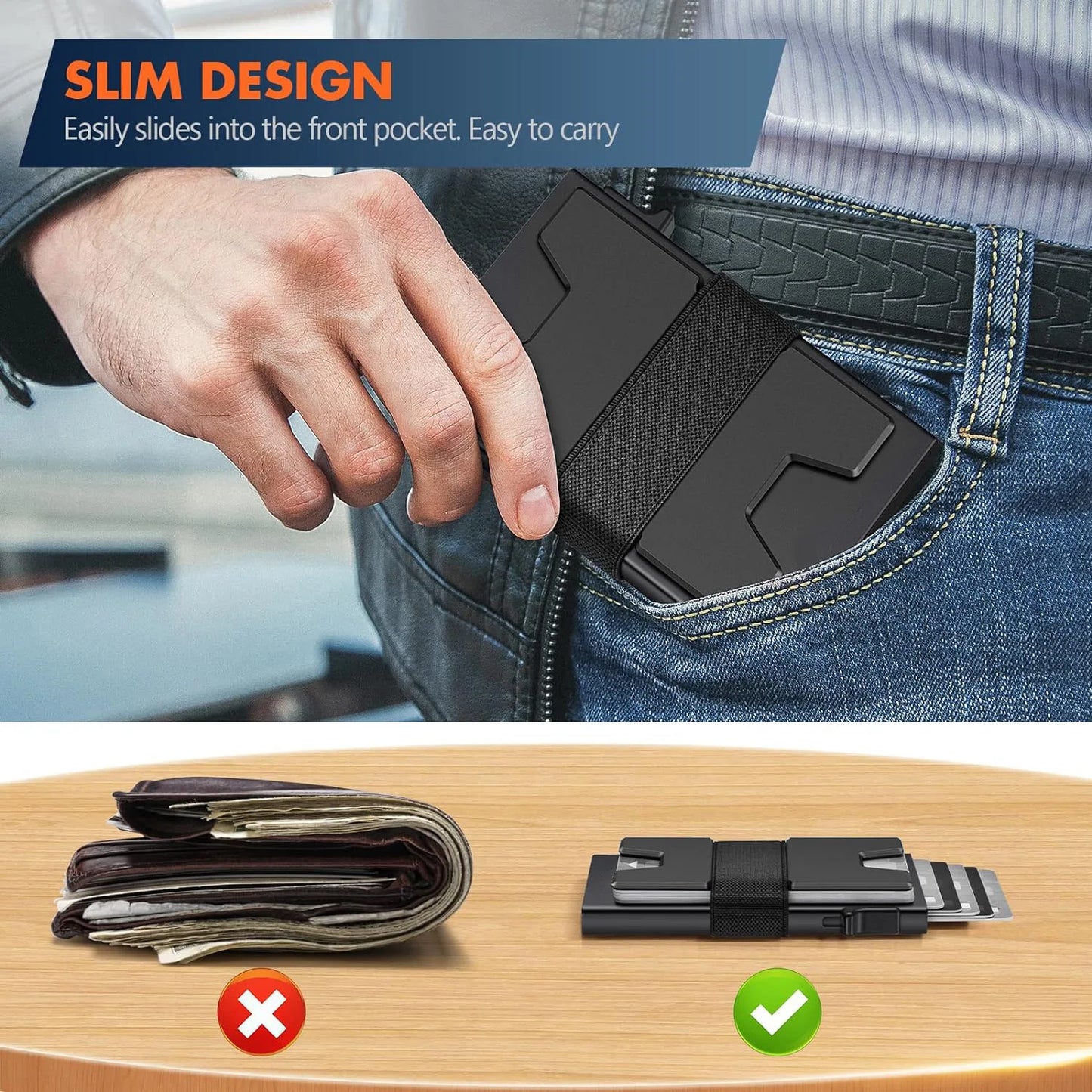 RFID Blocking Metal Card Holder Wallet for Men & Women