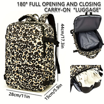Leopard Print Laptop Backpack Large Capacity Commuter Bag