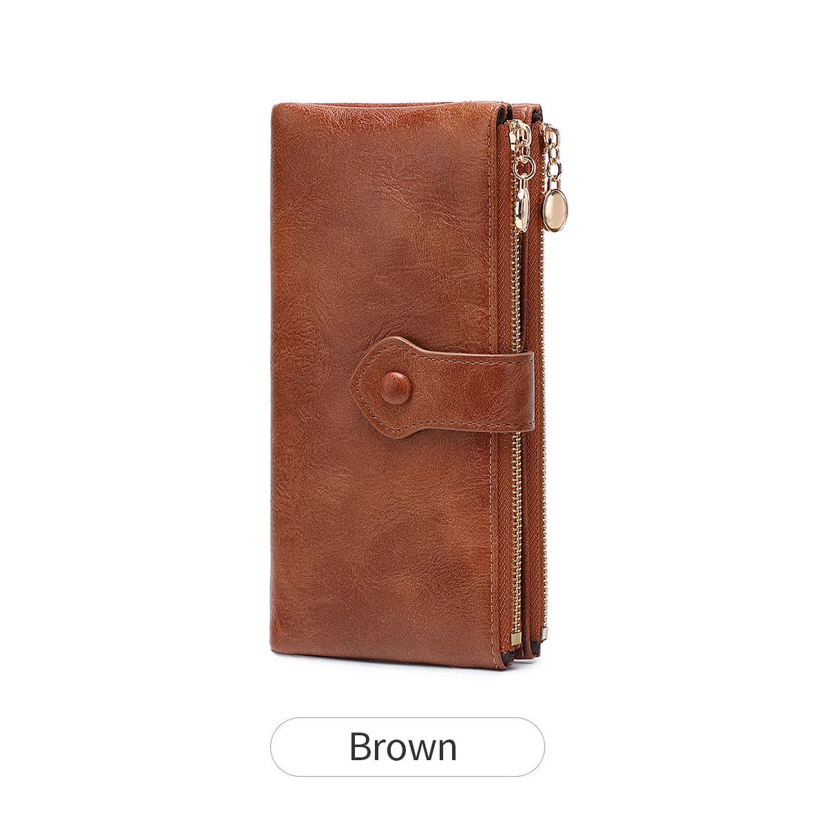 Women's Vintage Double Zip Long Wallet PU Leather Large Capacity