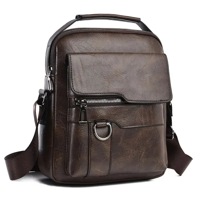 Men's PU Leather Messenger Bag – Business Crossbody Shoulder Bag