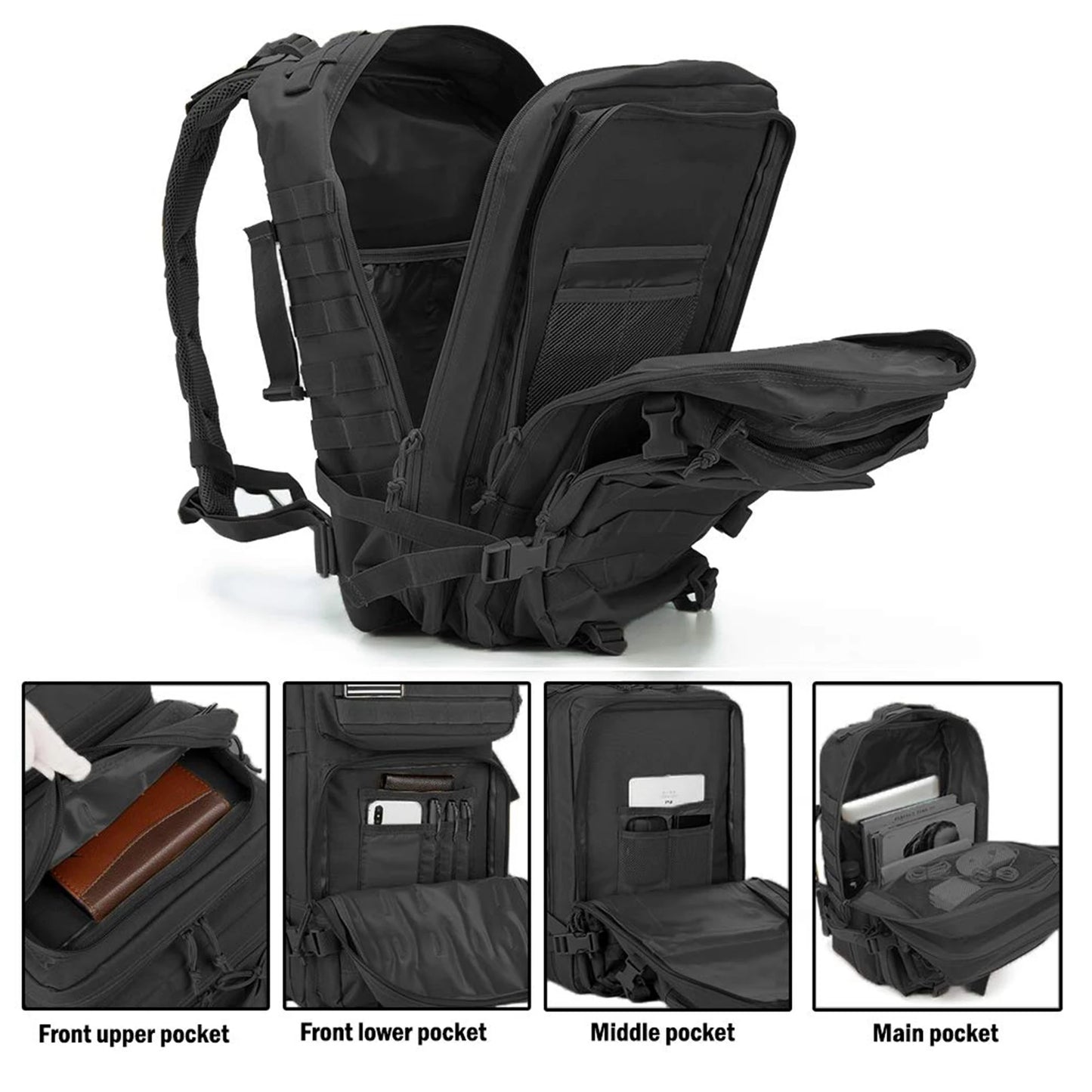 45L Tactical MOLLE Backpack – 3-Day Assault Pack for Hiking & Camping