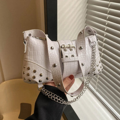 Y2K Rivet Chain Shoulder Bag – Gothic Women's Handbag