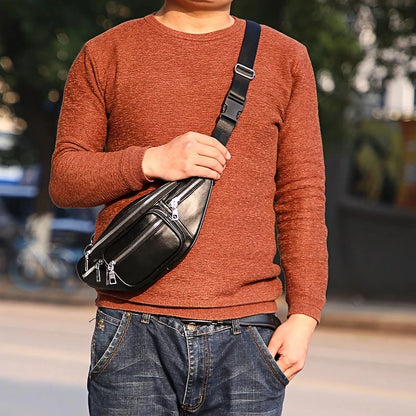 Punk Leather Fanny Pack for Women – Belt Waist Bag with Chain Detail