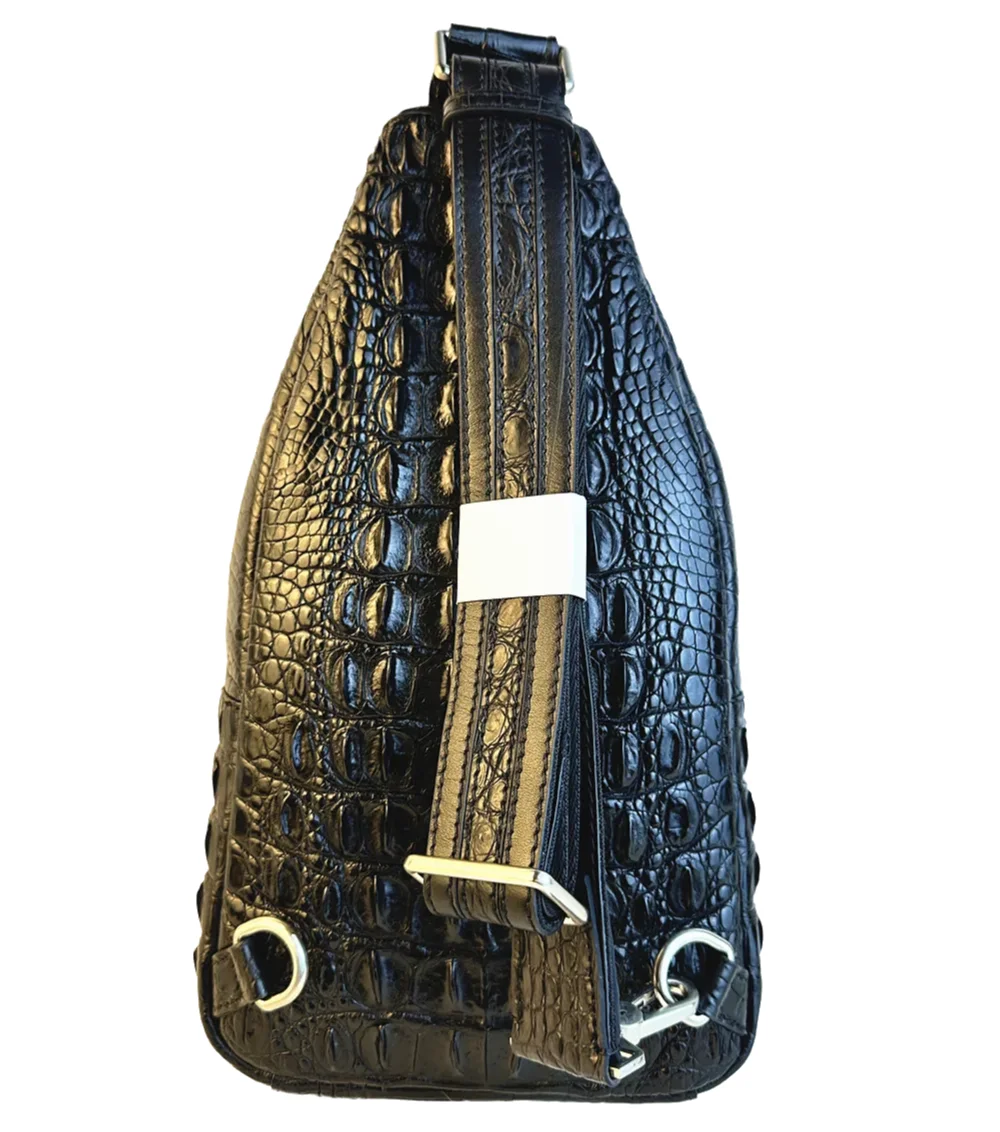 Crocodile Leather Men's Sling Chest Bag Crossbody