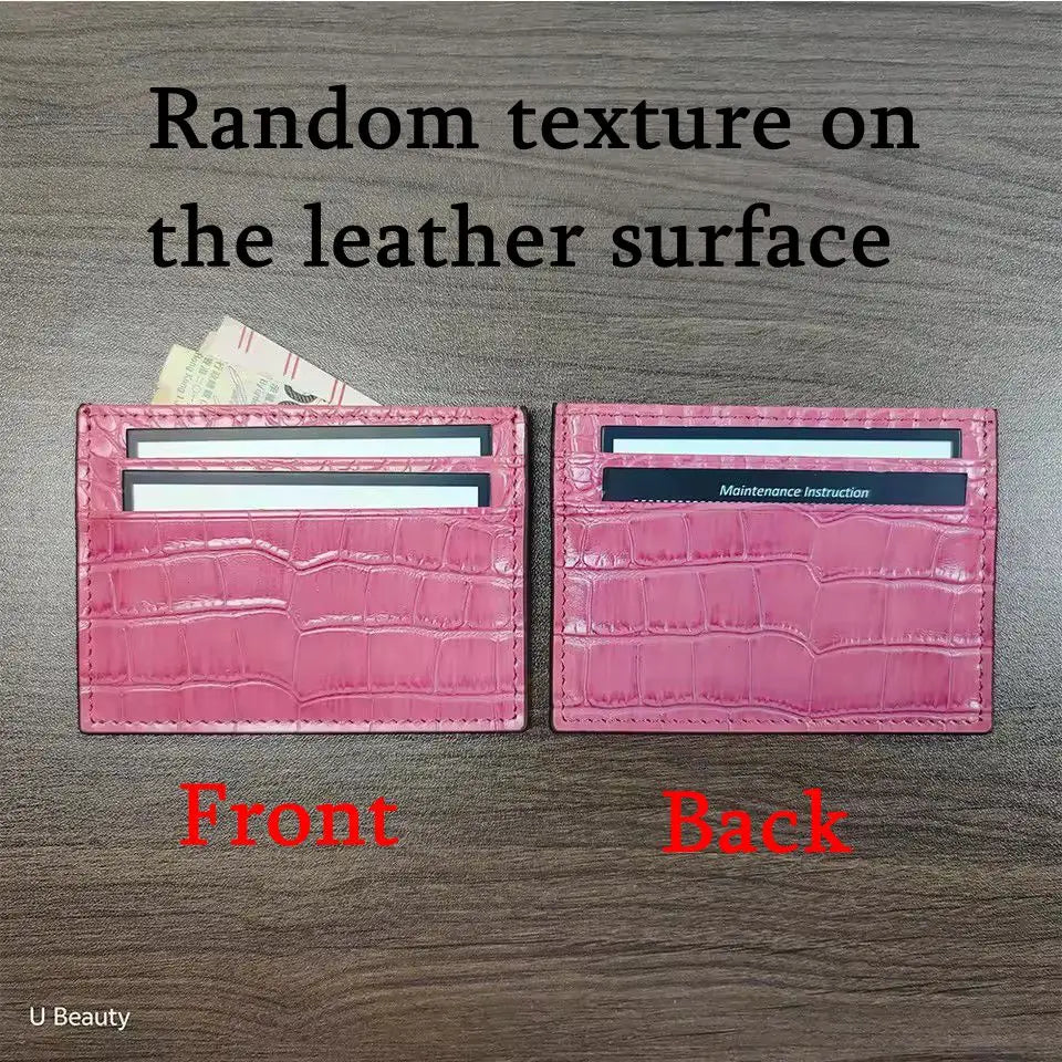 Crocodile Leather Slim Card Wallet – 4-Slot Credit Card Holder for Women
