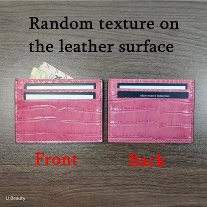 Crocodile Leather Slim Card Wallet – 4-Slot Credit Card Holder for Women