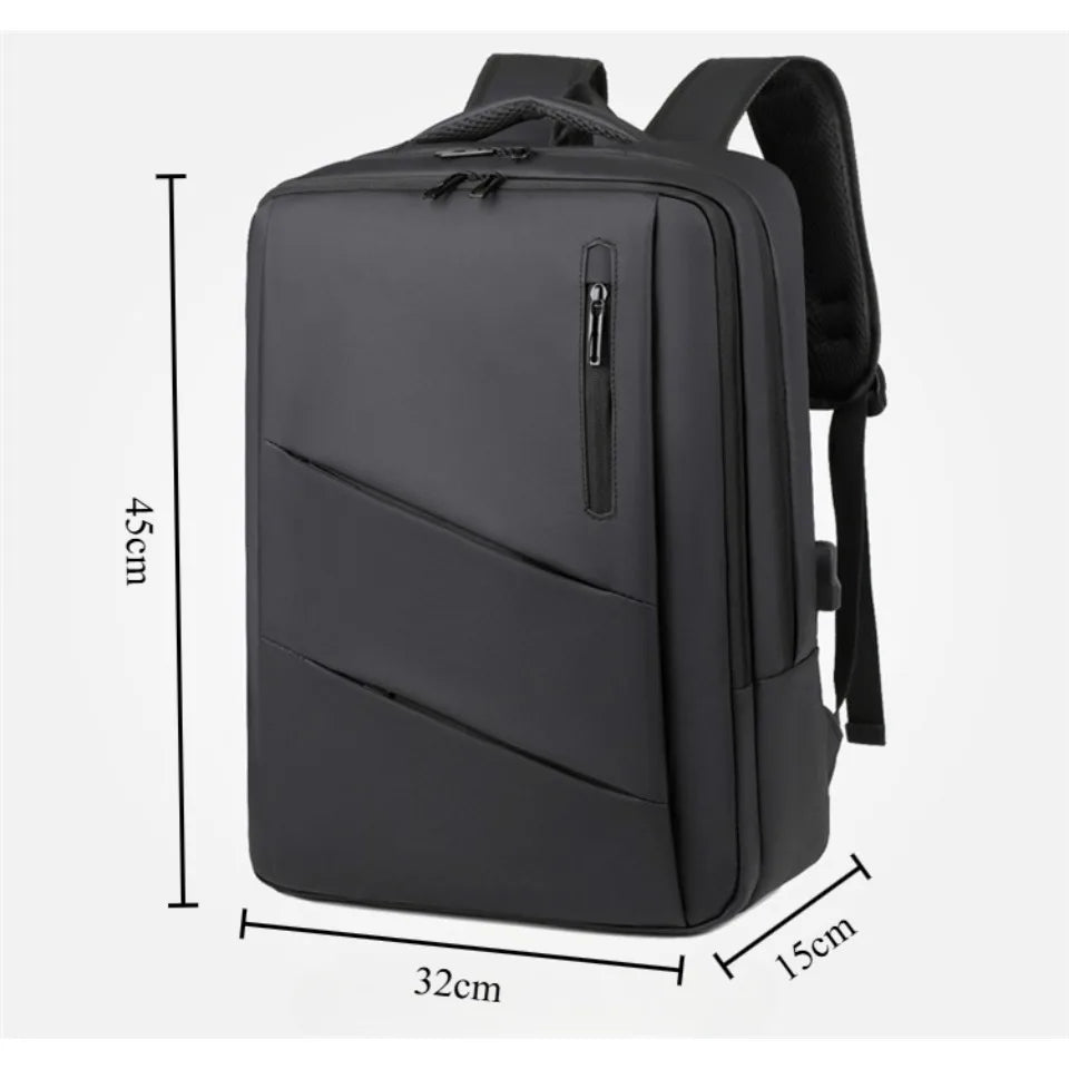 Large Capacity Travel Backpack with USB Charging Port – Water-Resistant Business Bag for Men
