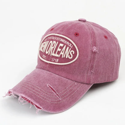 Vintage Washed Cotton Baseball Cap – New Orleans Embroidered Snapback