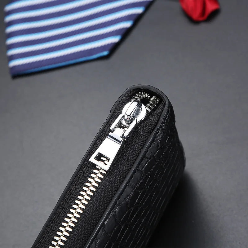 RFID Blocking Men's Crocodile Leather Card Holder Wallet