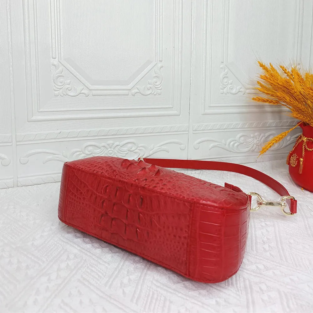 Genuine Crocodile Leather Shoulder Bag for Women