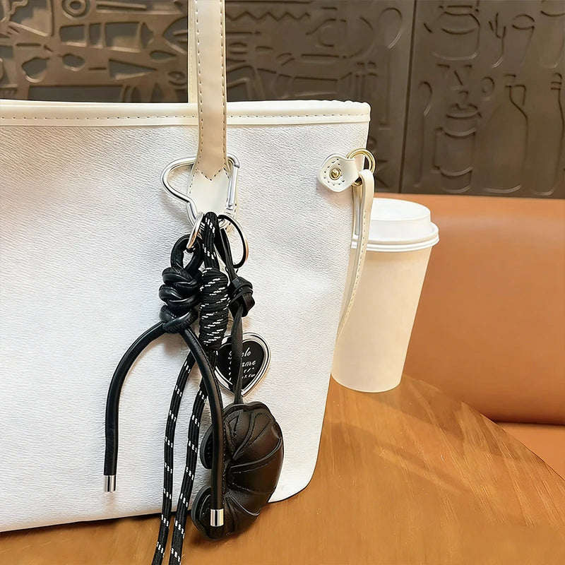 Croissant Keychain – Cute PU Leather Bag Charm with Photo Frame