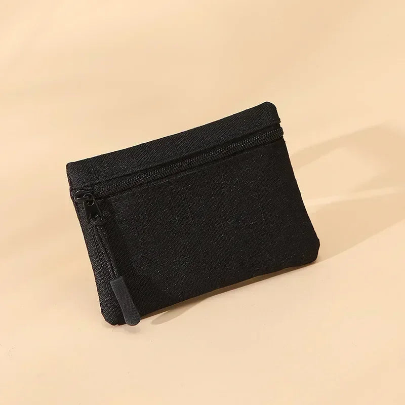 Canvas Mini Coin Purse – Zipper Pouch for Keys, Cards & Cash