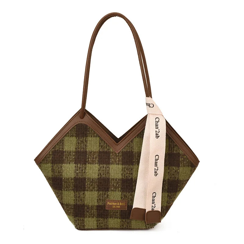 Cross-Border Large-Capacity Bag Women S Contrast Shoulder Tote Popular Commuter Underarm