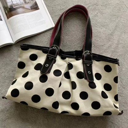 Polka Dot Tote Bag – Large Capacity Women's Shoulder Bag