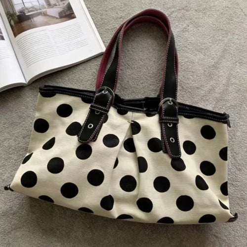 Polka Dot Tote Bag – Large Capacity Women's Shoulder Bag