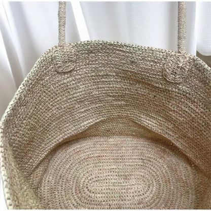 Raffia Straw Beach Tote Bag – Large Woven Shoulder Bag for Summer