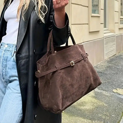 Women's Suede Shoulder Bag – Versatile Crossbody Tote