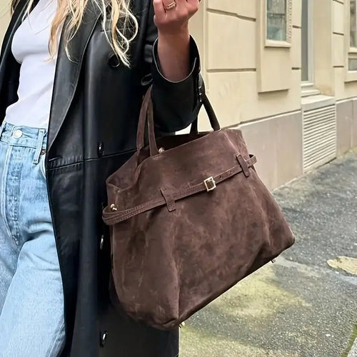 Women's Suede Shoulder Bag – Versatile Crossbody Tote
