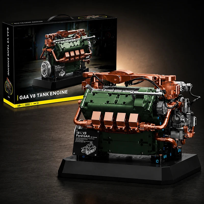 Ford GAA V8 Engine MOC Building Set – 1385 Pieces