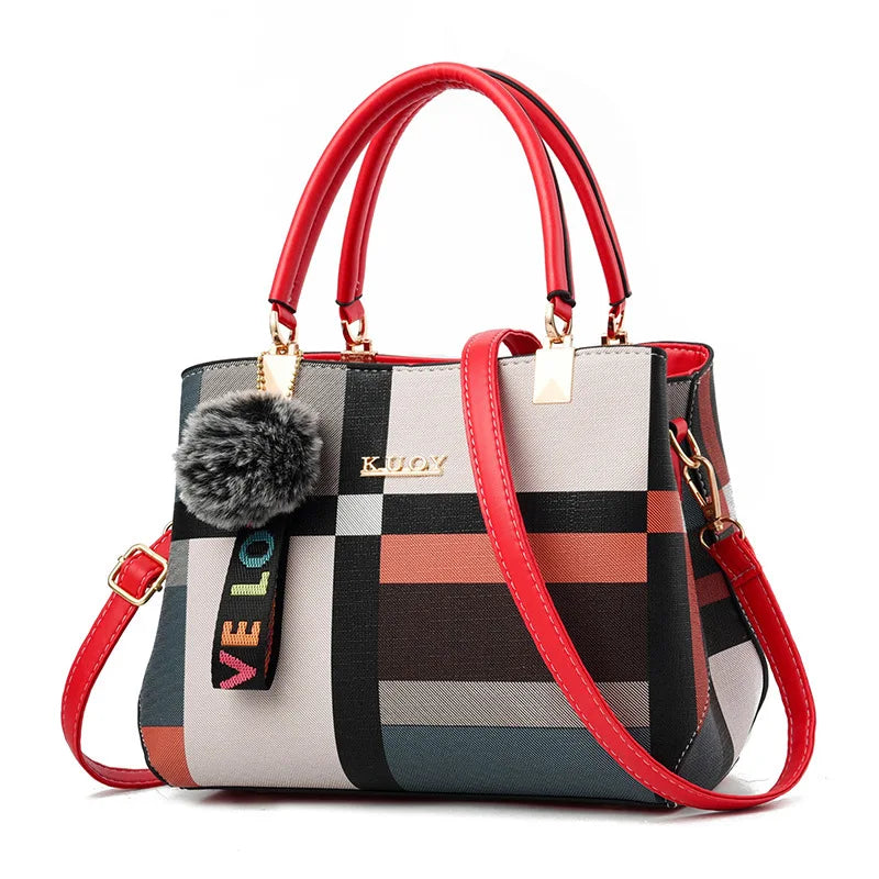 Luxury Vintage Plaid PU Leather Handbag for Women – Crossbody Shoulder Bag
