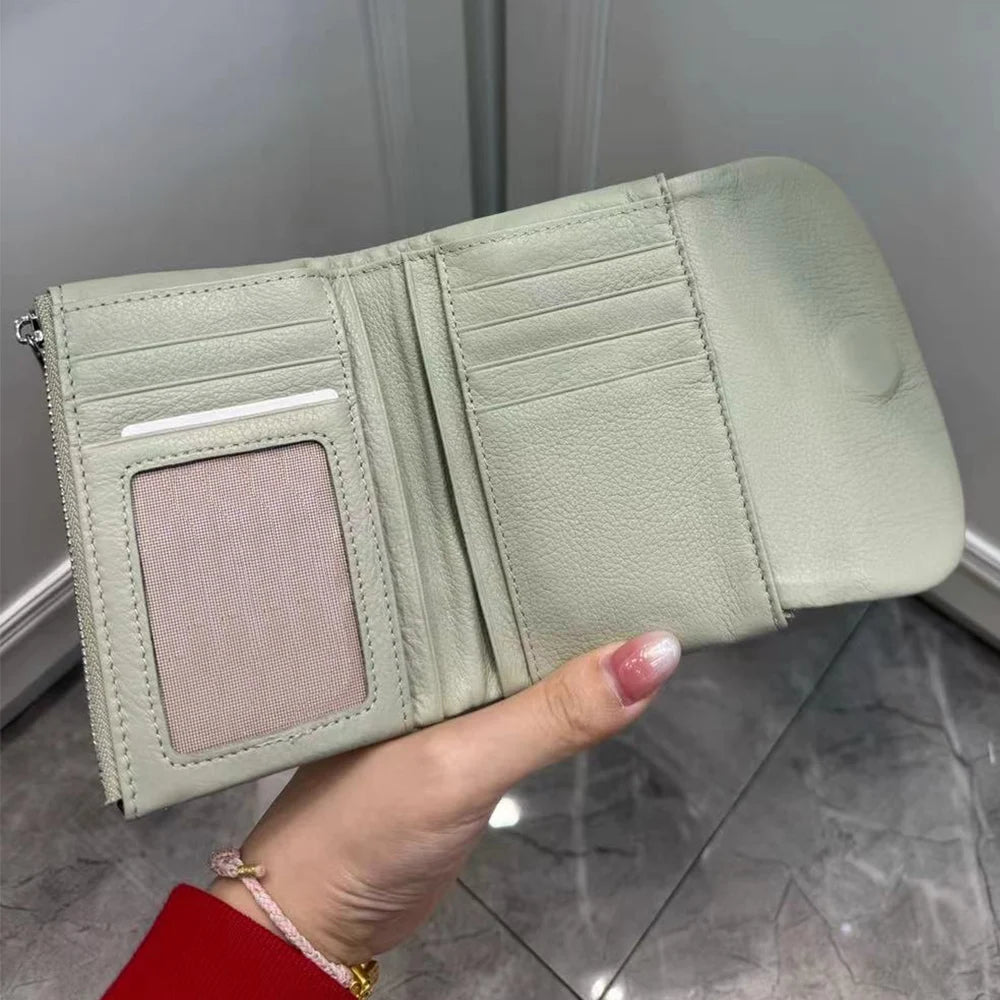 Snake Pattern Genuine Leather Tri-Fold Short Wallet for Women