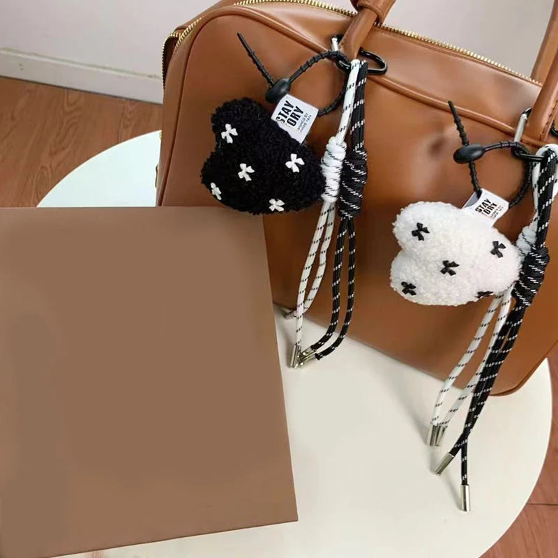 Plush Mini Bag Keychain – Cute Braided Rope Bag Charm Pendant