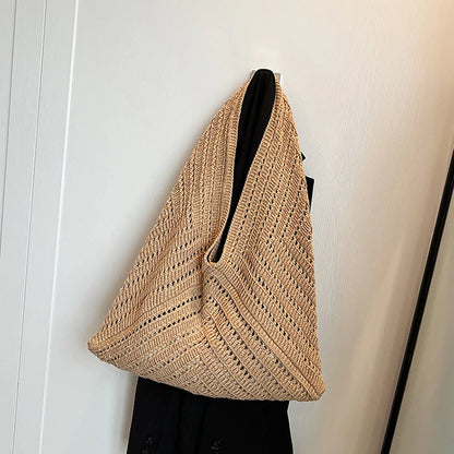 Crochet Tote Bag for Women – Large Triangle Knit Shoulder Bag
